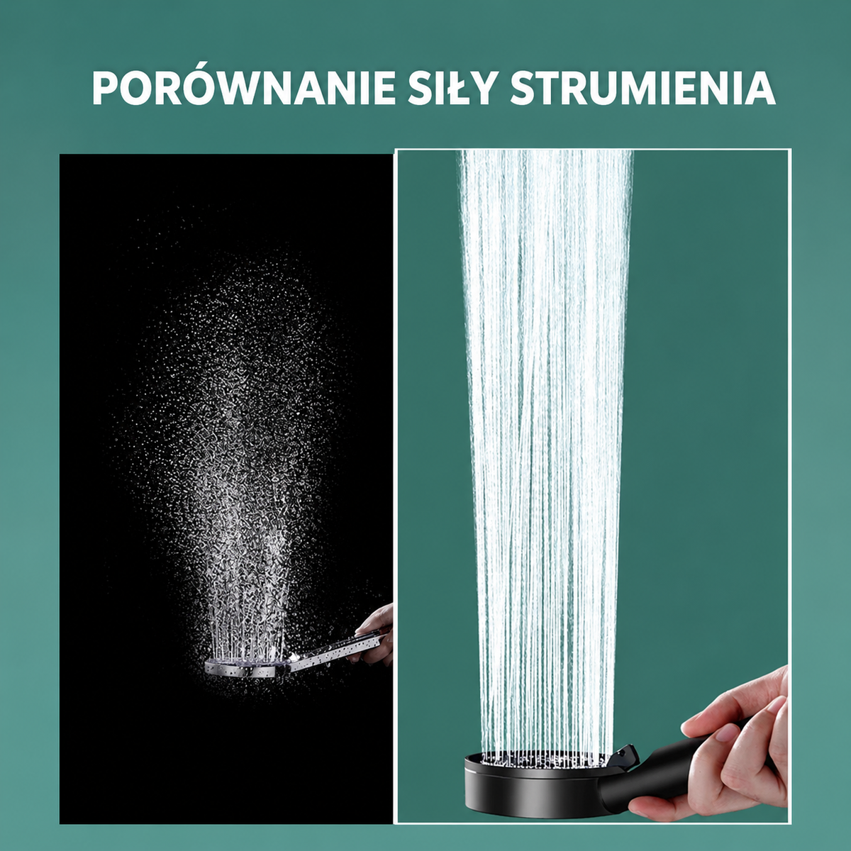 Czarna słuchawka prysznicowa z 5 trybami, regulacją ciśnienia i funkcją oszczędzania wody – masaż wodny, akcesoria łazienkowe